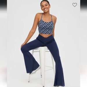 Aerie Navy Flare Leggings Med Short